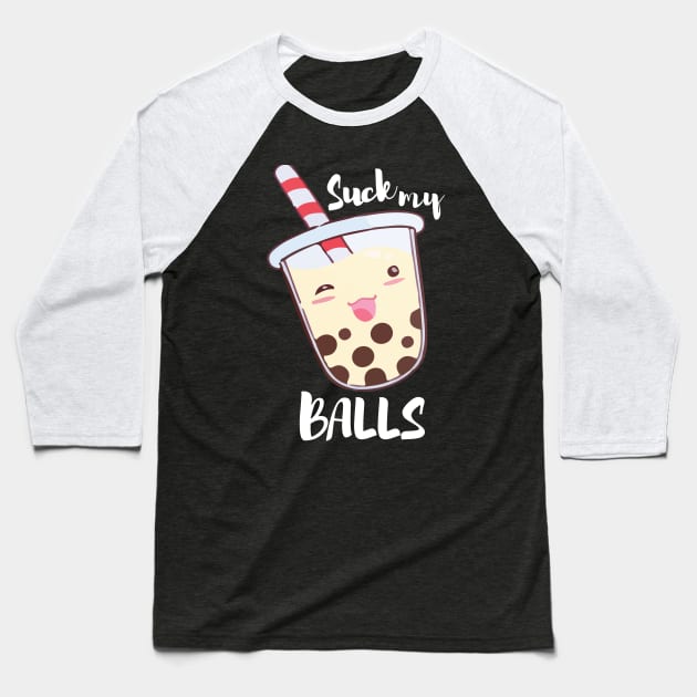 Suck My Balls Coconut Baseball T-Shirt by Lysoon Studios